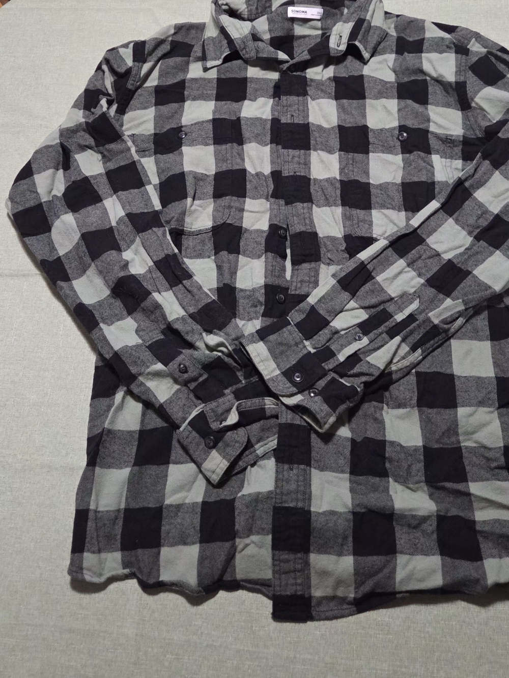 Sonoma Black & Green Plaid Button-Down Shirt